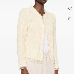 IRO Cream Fringed Bouclé Blazer